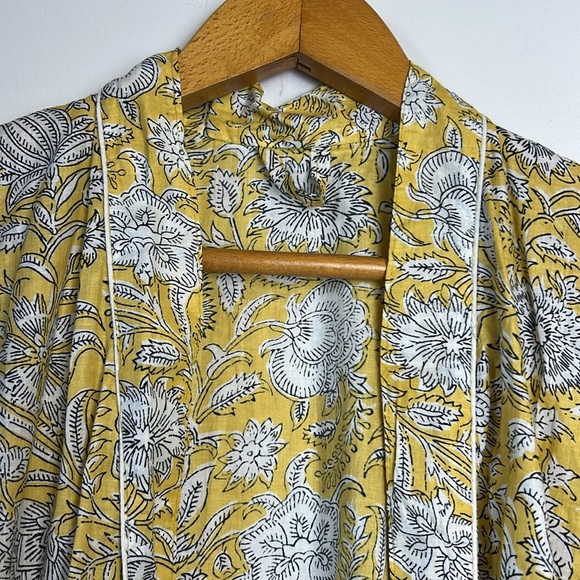 Floral Boho Multicolor Kimono Robe Size L/XL Printed yellow Summer Vacation Hote - Picture 7 of 11
